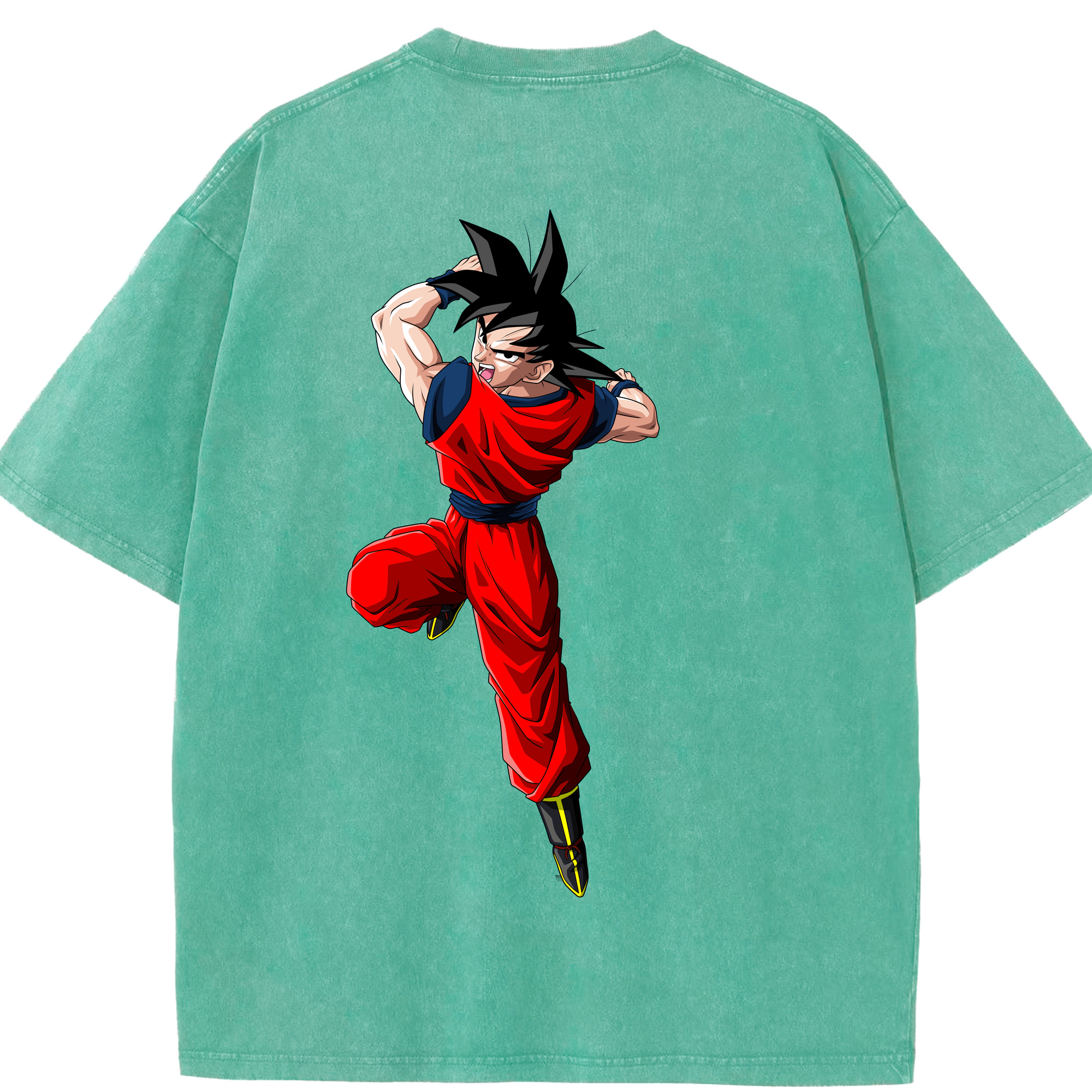 （画像用） ドラゴンボール 孫悟空（そん ごくう）Son Goku カカロット DRAGON BALL Kakarotto 綿100% ヴィンテージ風 半袖Tシャツ（背面プリント）